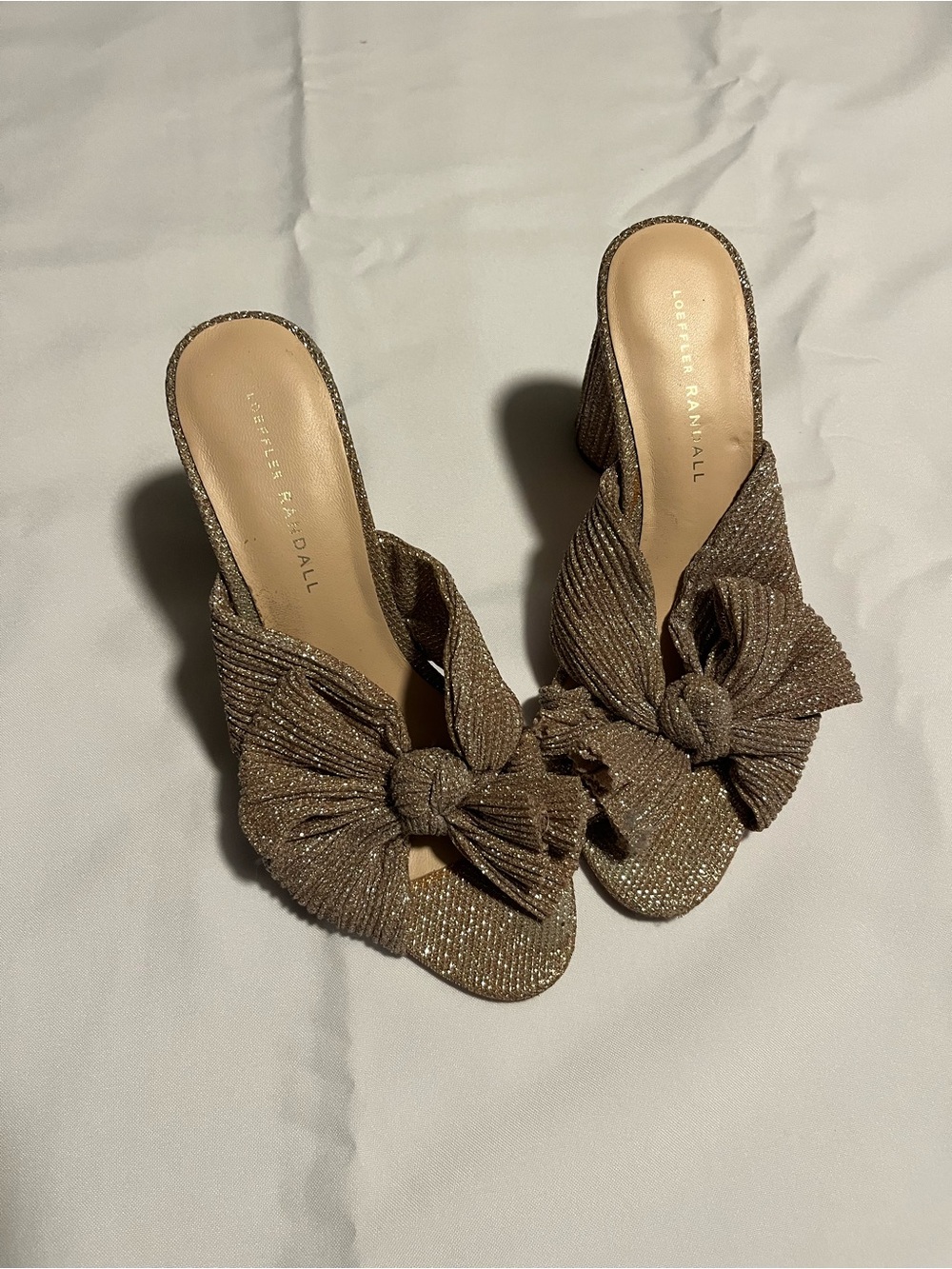 Loeffler Randall Metallic Knotted Block Heel Mules - Gold - Picture 3 of 12